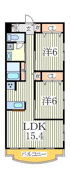 ヴェールつくし野(2LDK/1階)の間取り写真