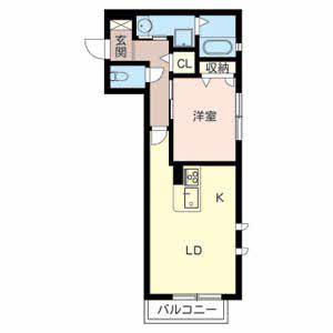 シャーメゾンパル(1LDK/2階)の間取り写真