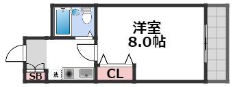 コスモ清水谷(1K/6階)の間取り写真