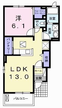 ヴァンベールいなみI(1LDK/1階)の間取り写真