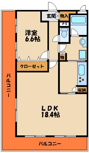 ベルトピア西明石III(1LDK/6階)の間取り写真