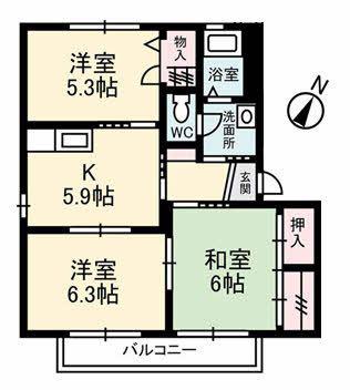 メゾン樅の木A棟(3K/1階)の間取り写真