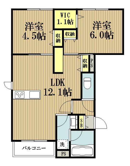 ARCOBALENO(2LDK/2階)の間取り写真