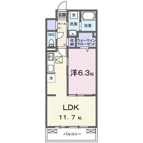 ブライトリーフ(1LDK/1階)の間取り写真