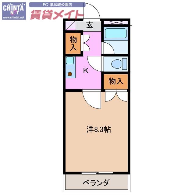 マンションハルカ(1K/2階)の間取り写真