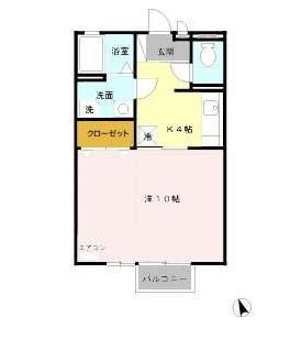 MSCOURT(1K/2階)の間取り写真