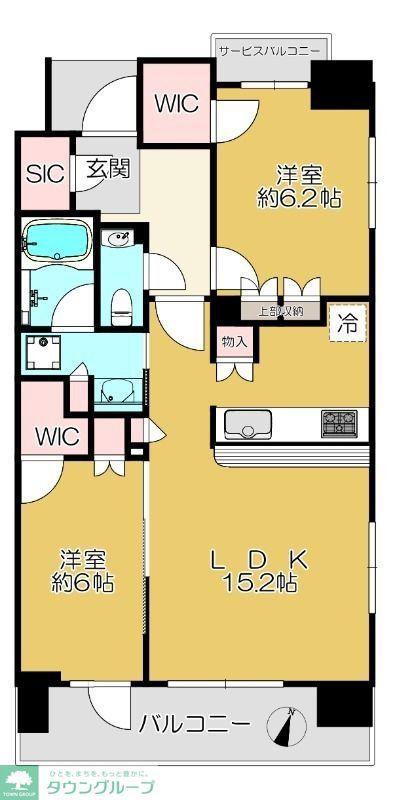 ザ・パークハウス愛宕虎ノ門(2LDK/5階)の間取り写真