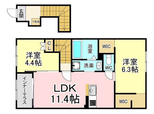南方3丁目工事(2LDK/2階)の間取り写真