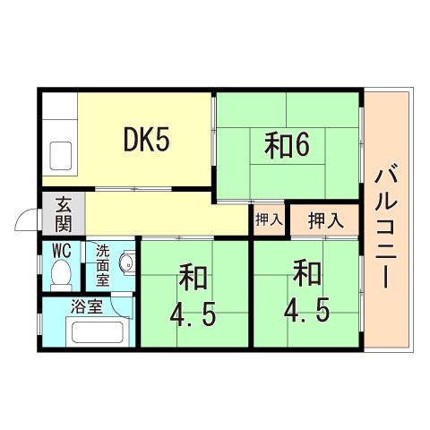 コーポ松豊(3DK/4階)の間取り写真