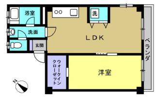 六甲グロリアハイツ(1LDK/3階)の間取り写真