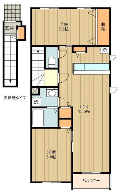 ウィステリアタウン VIII(2LDK/2階)の間取り写真