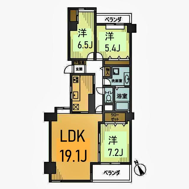 日吉ロイヤルマンション(3LDK/5階)の間取り写真