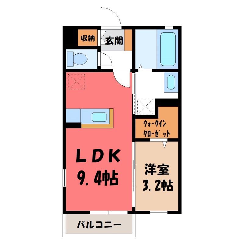 アルバ B(1SK/1階)の間取り写真