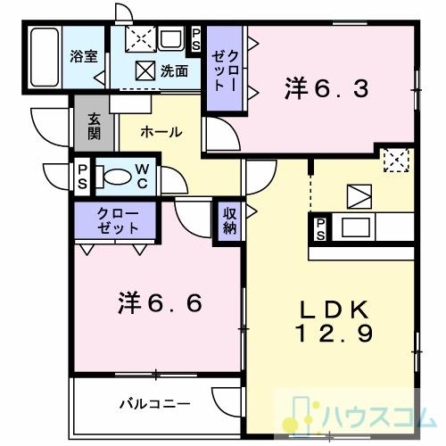 パルレジデンス(2LDK/2階)の間取り写真
