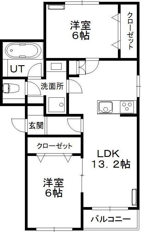 パークレジデンシャルC(2LDK/2階)の間取り写真