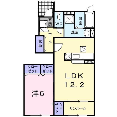 ボヌ-ルA(1LDK/1階)の間取り写真