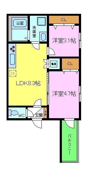 I MAISON RHODON(2LDK/1階)の間取り写真