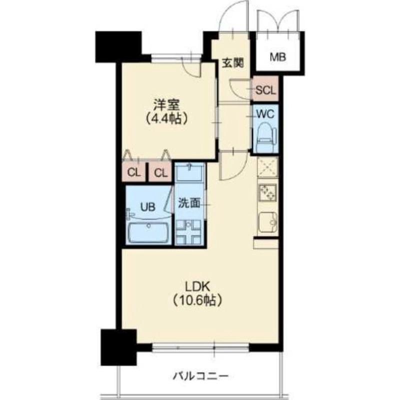 スプランディッド新大阪キャトル(1LDK/4階)の間取り写真