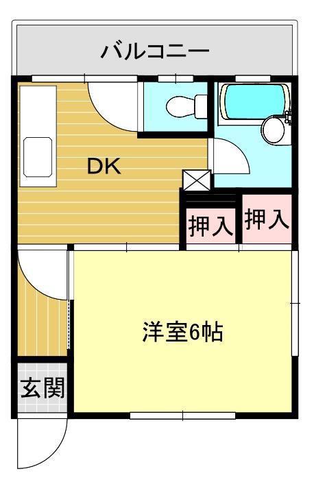 リバティ尾上 2F(1K/2階)の間取り写真