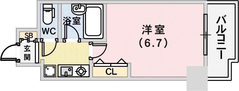 エスリード三宮フラワーロード(1K/10階)の間取り写真