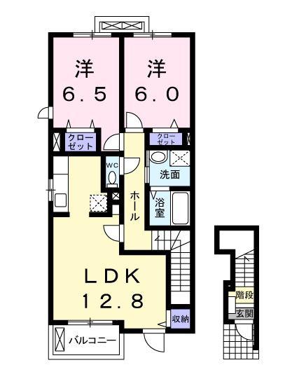 リッソカージェ(2LDK/2階)の間取り写真