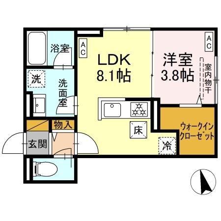 KURASHIRO(1LDK/1階)の間取り写真