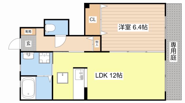 アプローズ(1LDK/1階)の間取り写真