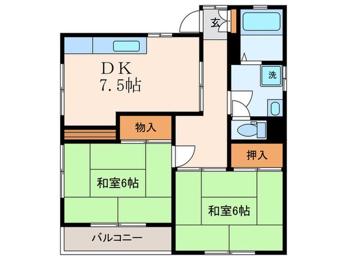 サンハイツⅠ(2DK/1階)の間取り写真