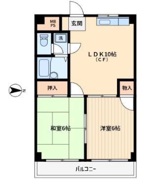 ジョウエツプラザ(2LDK/4階)の間取り写真