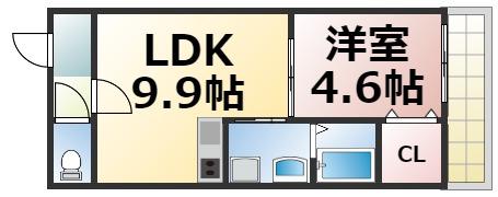 メゾン・ド・ノワ・森ノ宮(1LDK/4階)の間取り写真