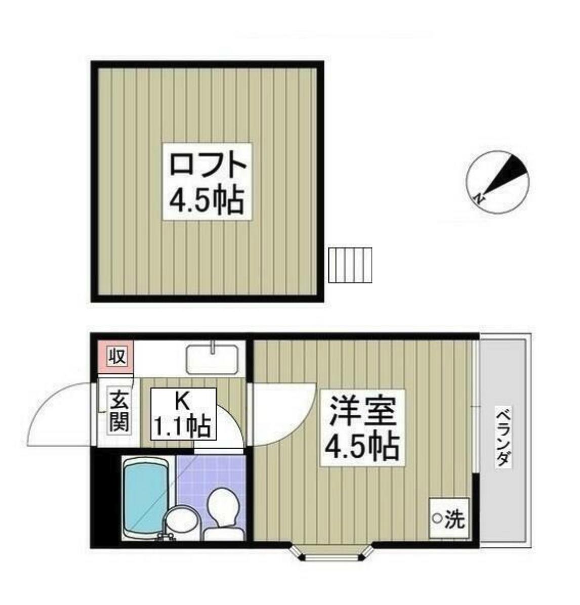 オリーブ(1K/2階)の間取り写真