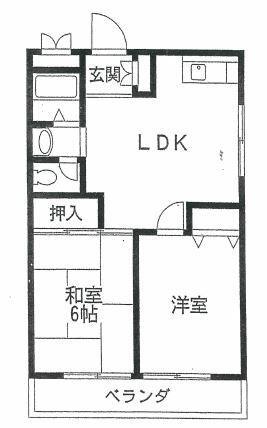 明政ハイツ(2LDK/3階)の間取り写真