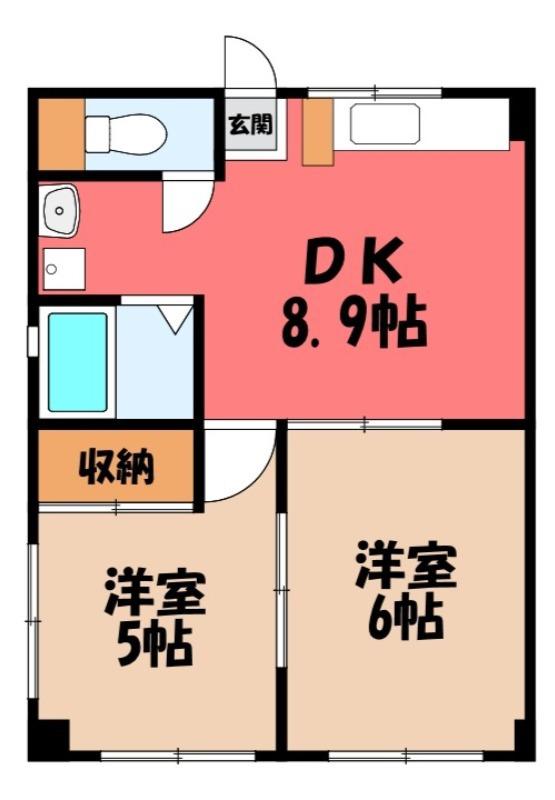 中澤第2コーポ(2DK/1階)の間取り写真