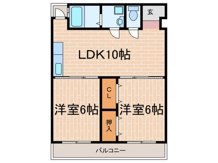 中西マンション(2LDK/2階)の間取り写真