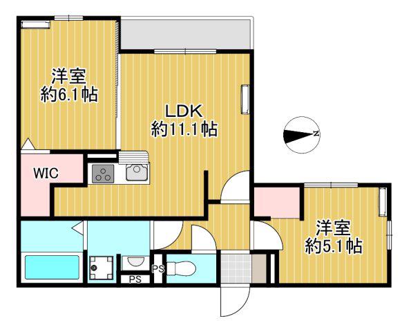 D-ROOM大林(2LDK/2階)の間取り写真