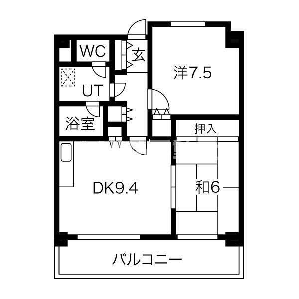 阪神ハイグレードマンション鷺洲(2DK/9階)の間取り写真