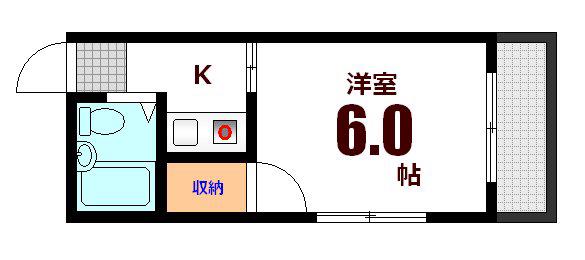 第5やたがいビル(1K/6階)の間取り写真