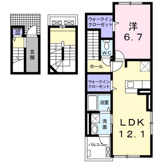 大供ハイマート(1LDK/3階)の間取り写真