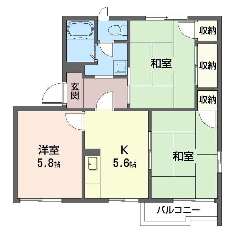 シャトー白根S(3K/2階)の間取り写真