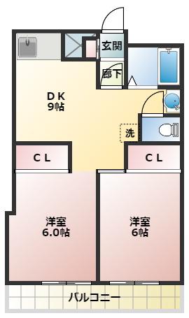 パールマンション(2DK/3階)の間取り写真