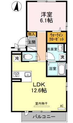 レフィナードKHY I棟(1LDK/3階)の間取り写真