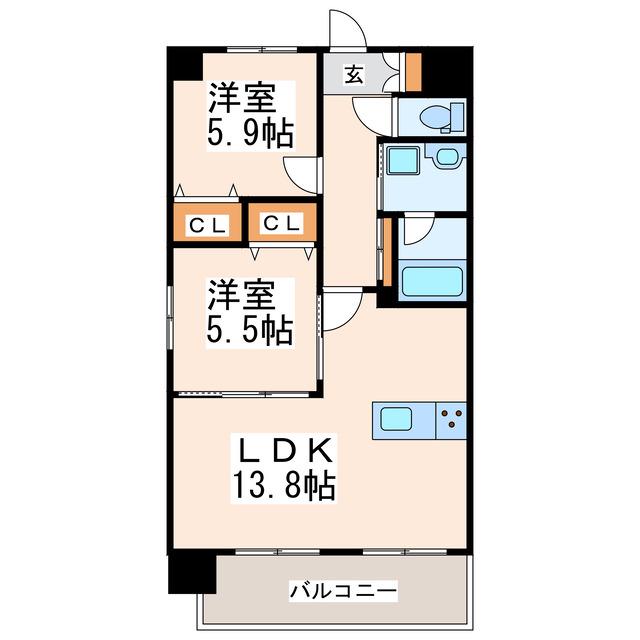 サムティ西熊本(2LDK/3階)の間取り写真