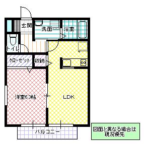 サンガーデン宮本F棟(1LDK/2階)の間取り写真