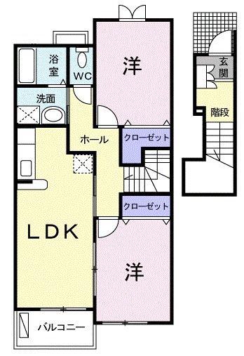 フルーブ・レゾネートG(2LDK/2階)の間取り写真