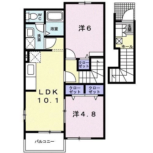 ラーク東浜C棟(2LDK/2階)の間取り写真