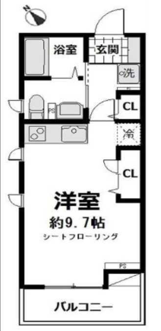 カーサビアンカ(ワンルーム/3階)の間取り写真