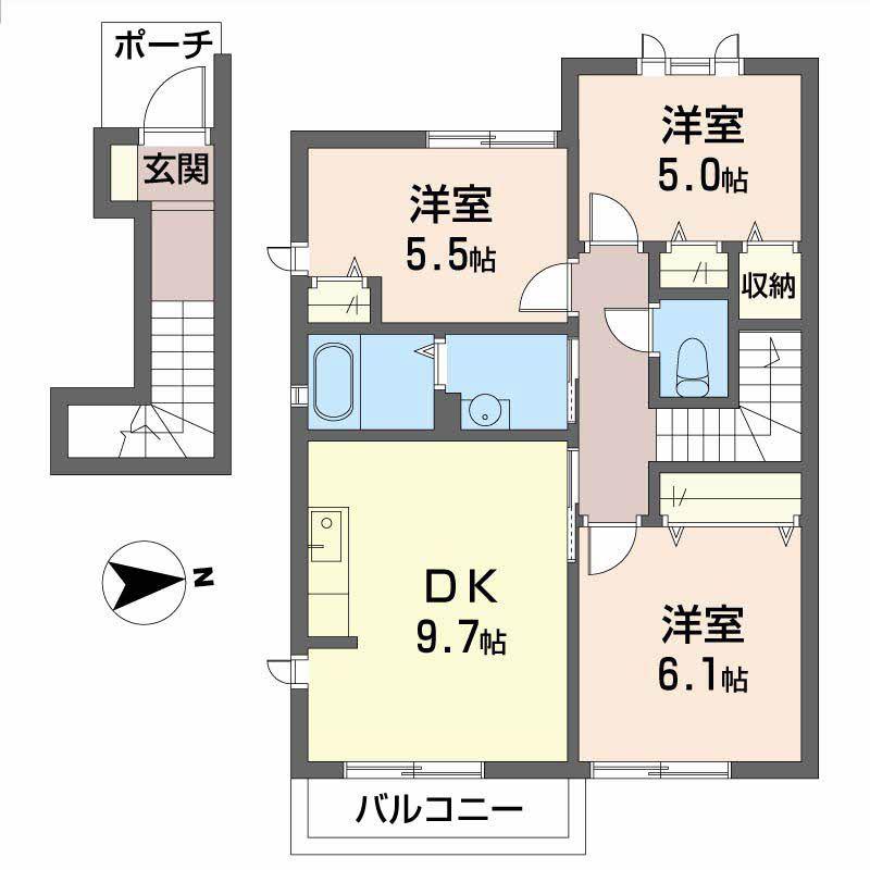 シャーメゾン華(3DK/2階)の間取り写真