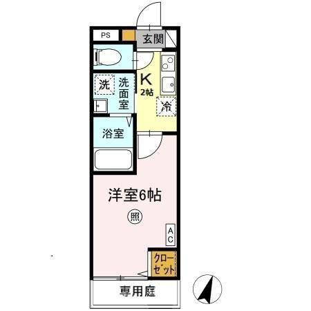 レジデンス平山(1K/1階)の間取り写真