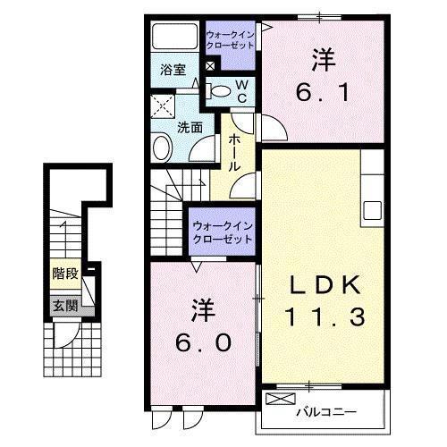アールコフレ善通寺(2LDK/2階)の間取り写真