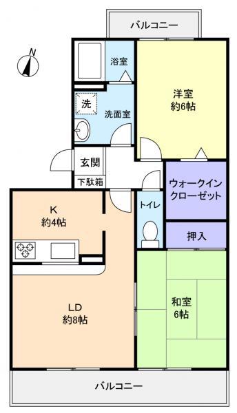 グランドステージ八千代五(2LDK/1階)の間取り写真